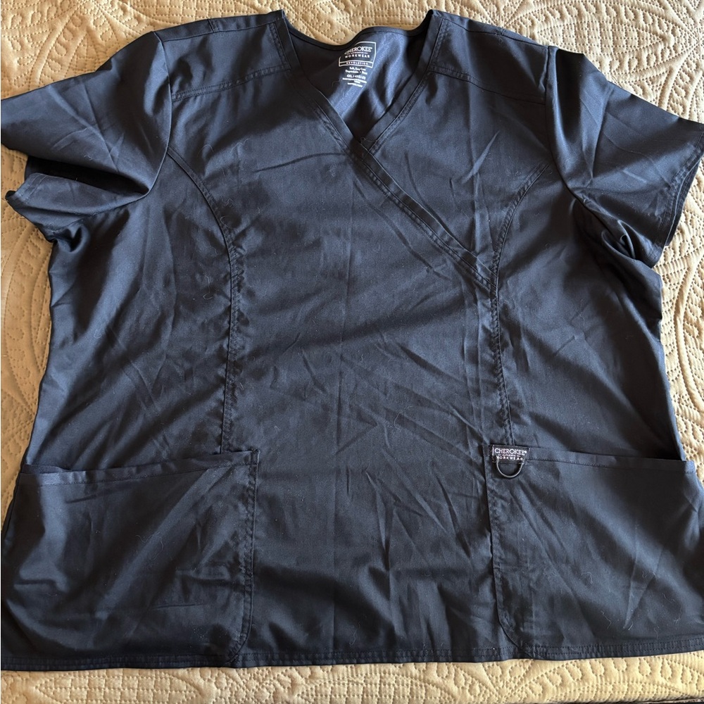 Cherokee Workwear Black V-Neck Scrub Top